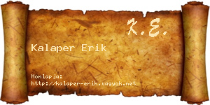 Kalaper Erik névjegykártya